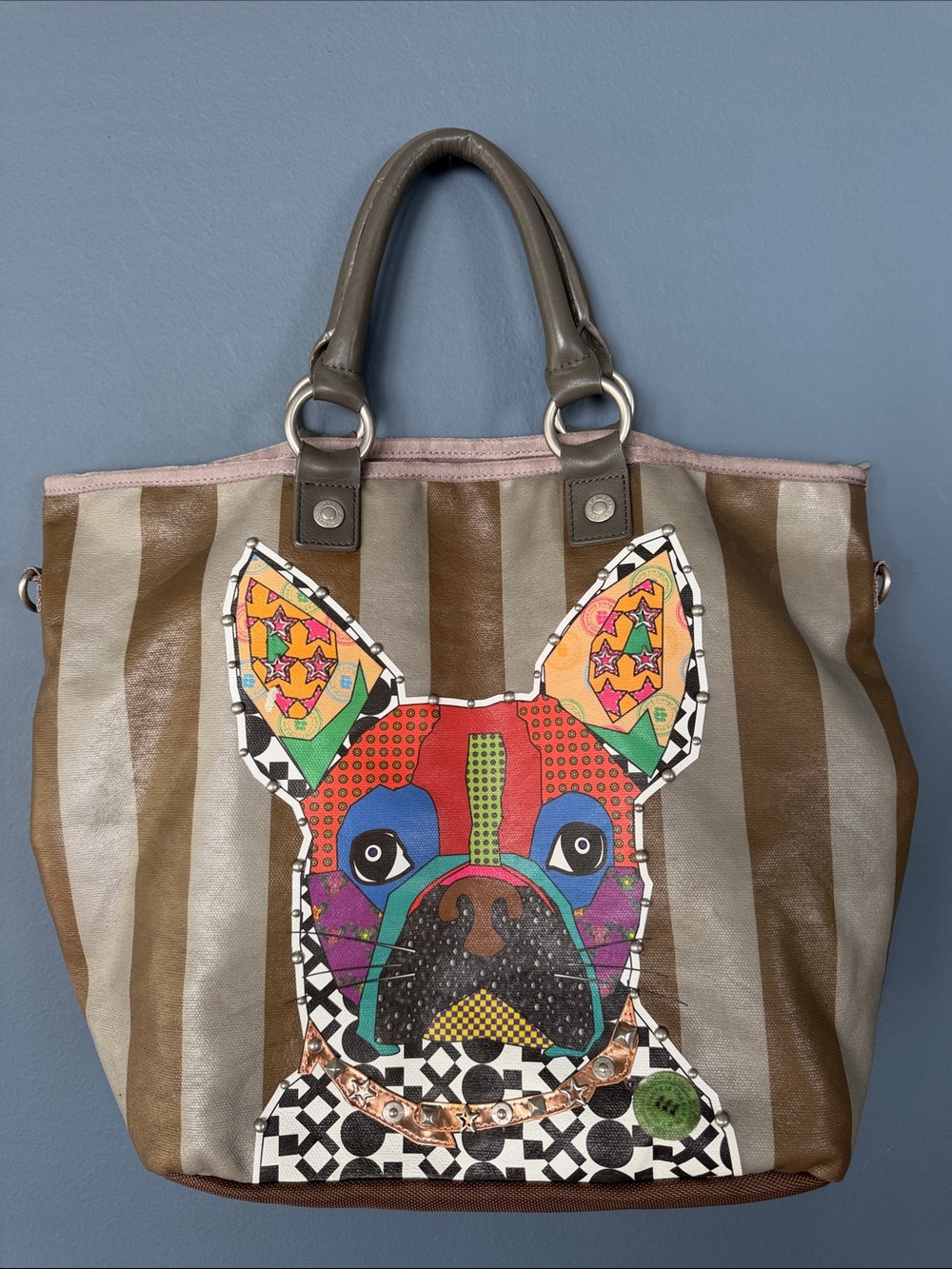 George Gina & Lucy Pop Art French Bulldog / Boston Terrier Canvas Tote Bag